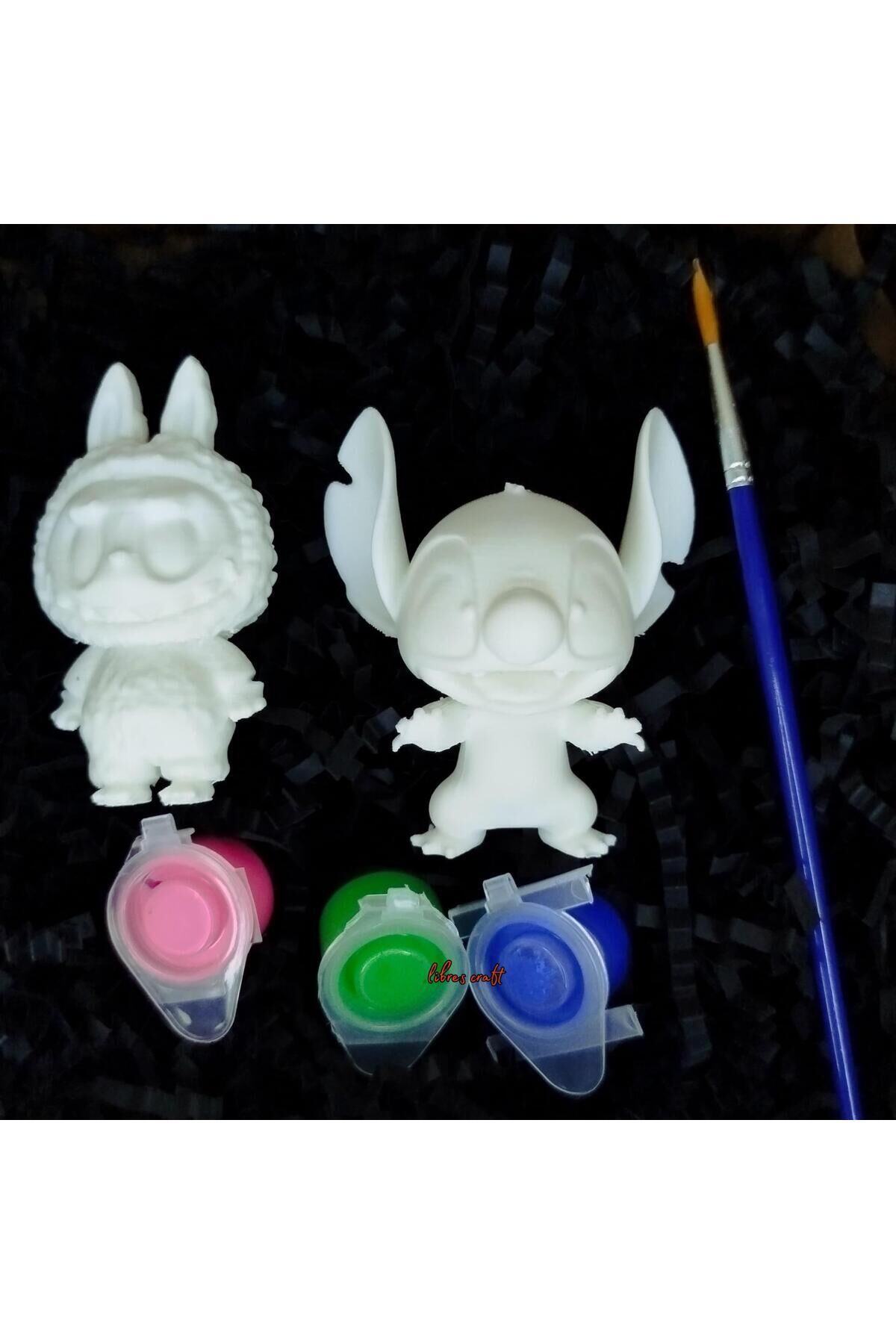 3d Sevgiliye Hediyelik Oyuncak Labubu Ve Stitch Biblo Boyama Seti
