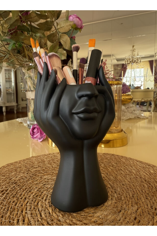 Yüz Formlu Makyaj Fırçalık 3D Dekoratif Masa Organizer