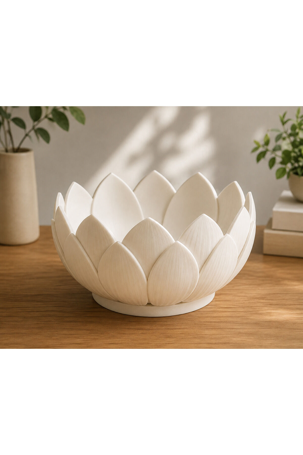 Lotus Tasarımlı Plastik Dekoratif Kase – Çok Amaçlı Sunum ve Organizer Kasesi
