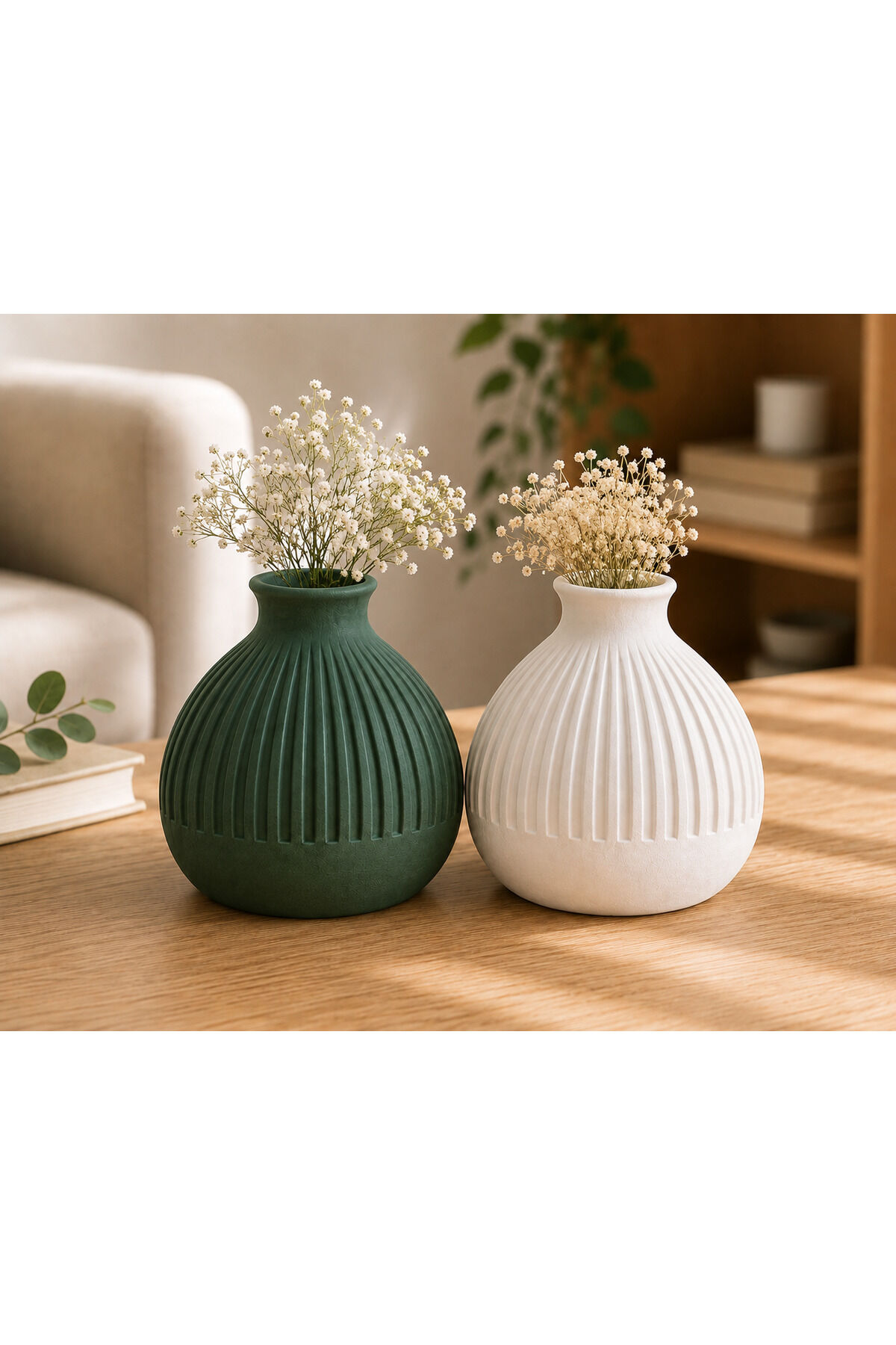 2'li Plastik Dekoratif Mini Vazo Seti – Modern Çiçek Vazosu