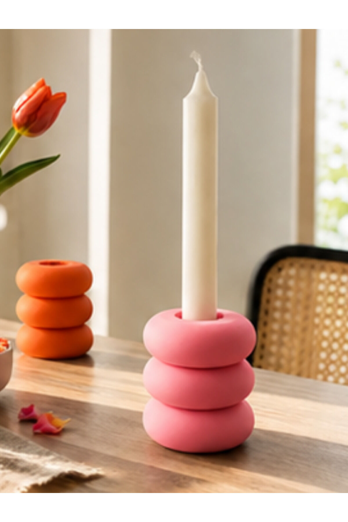 Modern 3 Katlı Dekoratif Şamdan – Minimal Tasarımlı Mumluk
