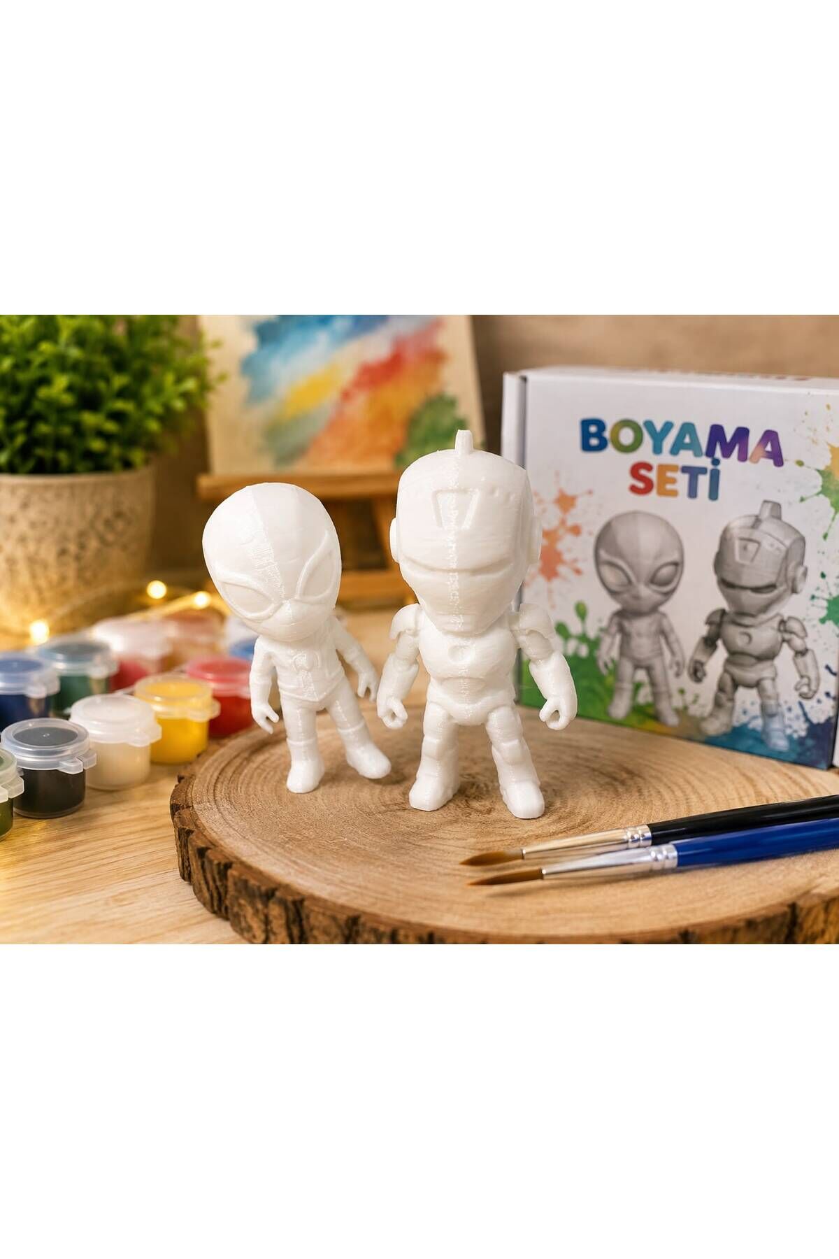 Kahramanlar 3D Boyama Seti – 2’li Figür Boyama Kiti, 6 Boya ve 2 Fırça